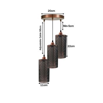 Rosace de plafond 3 voies suspension suspension abat-jour kit d'éclairage UK ~ 1188 - laiton brossé - sans ampoule 3