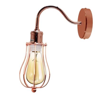 Modern Industrial Wall Mounted Light Indoor Rustic Sconce Lamp Fixture Metal Balloon Cage Shade for Bed room, Living Room Kitchen~1189 - Rose Gold - With Bulb