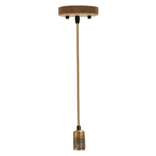 Vintage Industrial E27 Bulb Holder Screw Ceiling Rose Lamp Hemp Pendant Indoor Hanging Light Fitting Conservatory, Dining Room, Foyer, Garage~1191 - Yellow Brass - Without Bulb