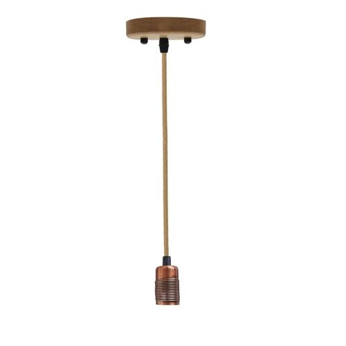 Vintage Industrial E27 Bulb Holder Screw Ceiling Rose Lamp Hemp Pendant Indoor Hanging Light Fitting Conservatory, Dining Room, Foyer, Garage~1191 - Copper - Without Bulb