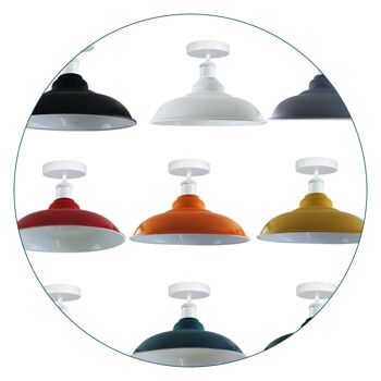 Plafonniers de style industriel moderne, éclairage intérieur en forme de bol à encastrer en métal, culot E27 ~ 1192 - sans ampoule - blanc 2