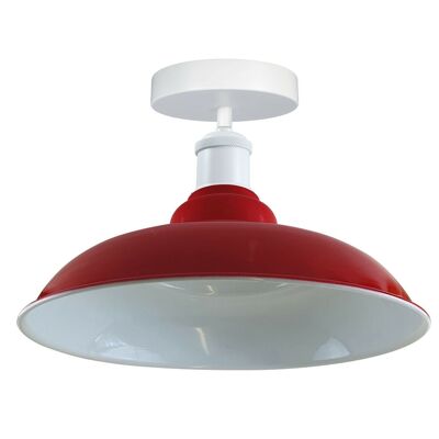 Modern Industrial Style Ceiling Light Fittings Metal Flush Mount Bowl Shape Shade Indoor Lighting, E27 Base~1192 - Without Bulb - Red