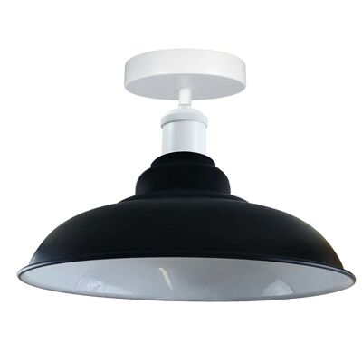 Modern Industrial Style Ceiling Light Fittings Metal Flush Mount Bowl Shape Shade Indoor Lighting, E27 Base~1192 - Without Bulb - Black
