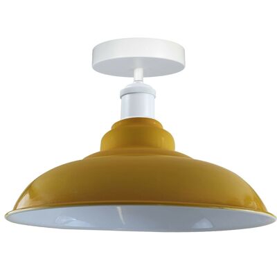Modern Industrial Style Ceiling Light Fittings Metal Flush Mount Bowl Shape Shade Indoor Lighting, E27 Base~1192 - Without Bulb - Yellow