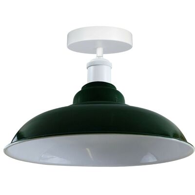 Modern Industrial Style Ceiling Light Fittings Metal Flush Mount Bowl Shape Shade Indoor Lighting, E27 Base~1192 - Without Bulb - Green