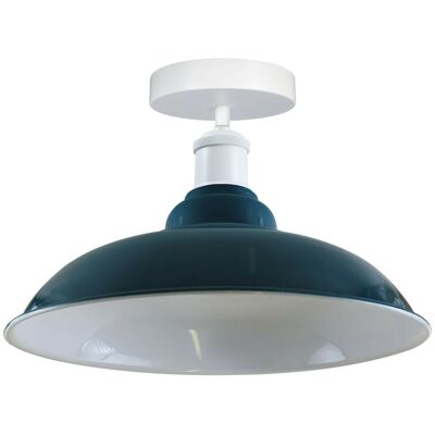 Modern Industrial Style Ceiling Light Fittings Metal Flush Mount Bowl Shape Shade Indoor Lighting, E27 Base~1192 - Without Bulb - Blue