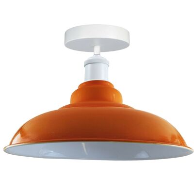 Modern Industrial Style Ceiling Light Fittings Metal Flush Mount Bowl Shape Shade Indoor Lighting, E27 Base~1192 - Without Bulb - Orange