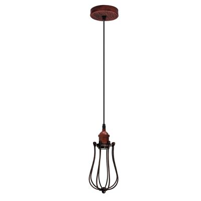 Ceiling Rose Balloon Cage Hanging Pendant Lamp Holder Light Fitting Lighting Kit UK~1193 - Rustic Red - Without Bulb