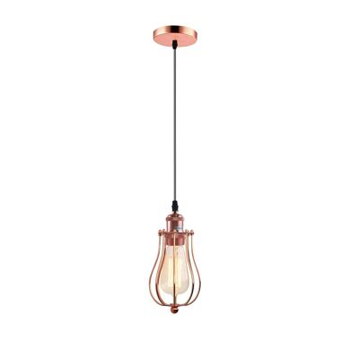 Ceiling Rose Balloon Cage Hanging Pendant Lamp Holder Light Fitting Lighting Kit UK~1193 - Rose Gold - With Bulb