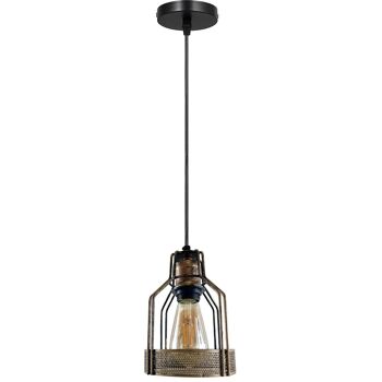 Vintage rétro industriel plafond pendentif salon cuisine intérieur suspension lampe oiseau cage éclairage ~ 1202 - avec ampoule 1