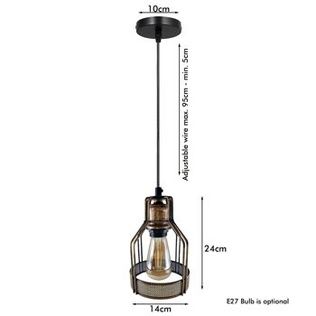 Vintage rétro industriel plafond pendentif salon cuisine intérieur suspension lampe oiseau cage éclairage ~ 1202 - avec ampoule 3