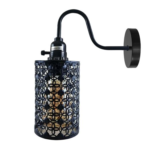 Vintage Industrial Wall Lights Fittings Indoor Sconce Black Metal Home Office Lamp Shade~1204 - Pattern 1 - With Bulb
