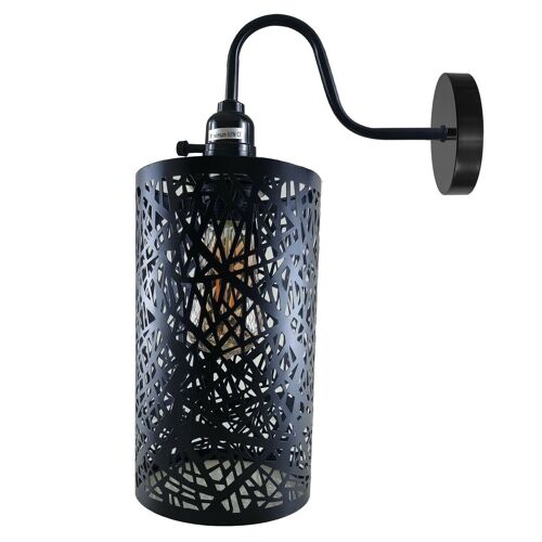 Vintage Industrial Wall Lights Fittings Indoor Sconce Black Metal Home Office Lamp Shade~1204 - Pattern 6 - Without Bulb