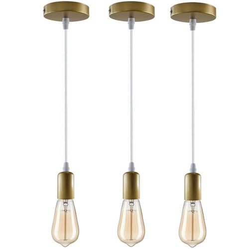 Modern Retro E27 Ceiling Pendant Holder Indoor Hanging Suspension Light Fitting Set~1206 - 3PCS - With Bulb