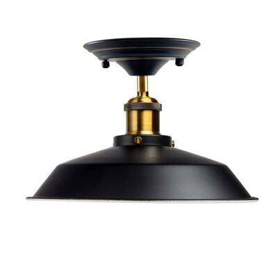 Industrial Vintage Flush Mount Ceiling Light Black Metal Bowl Lampshade Fixture Indoor Lighting~1209 - Without Bulb