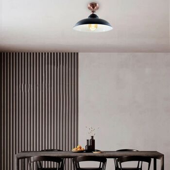 Plafonnier Vintage en métal Éclairage industriel rétro moderne Café Bar Luminaires d'intérieur ~ 1218 - Forme de dôme - Avec ampoule 4