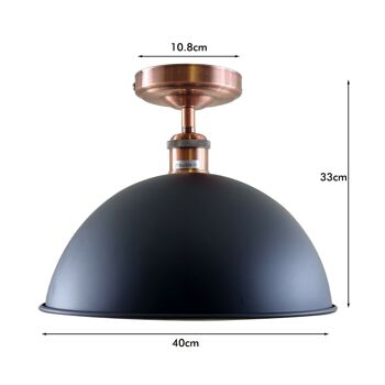 Plafonnier Vintage en métal Éclairage industriel rétro moderne Café Bar Luminaires d'intérieur ~ 1218 - Forme de dôme - Avec ampoule 8