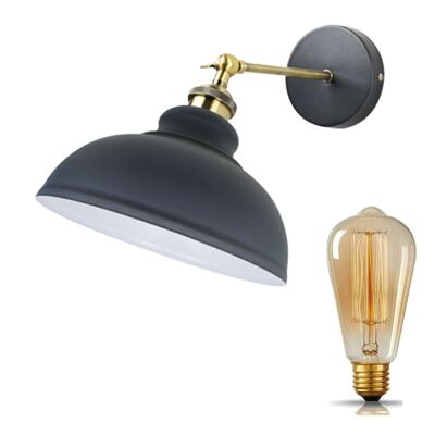 Modern Industrial Vintage Retro Loft Sconce Wall Light Lamp Fitting Fixture UK~1220 - With Bulb - Grey
