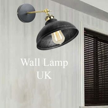 Moderne Industriel Vintage Rétro Loft Applique Murale Applique Luminaire UK ~ 1220 - Avec Ampoule - Gris 5