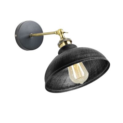 Moderne industrielle Vintage Retro Loft Sconce Wandleuchte Lampe Leuchte UK ~ 1220 – mit Glühbirne – gebürstetes Silber