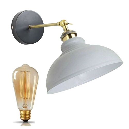 Modern Industrial Vintage Retro Loft Sconce Wall Light Lamp Fitting Fixture UK~1220 - With Bulb - White