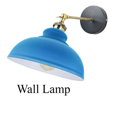 Moderne industrielle Vintage Retro Loft Sconce Wandleuchte Lampe Leuchte UK ~ 1220 – mit Glühbirne – blau