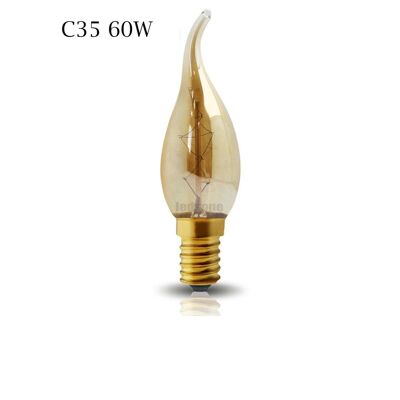 Lampadina a candela vintage retrò C35 Edison stile filamento lampada a candela 60 W ~ 1224 - Confezione 1