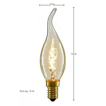 Vintage Retro C35 Candle Light Bulb Edison Filament Style 60W Candle Lamp ~ 1224 - Pack 3 10