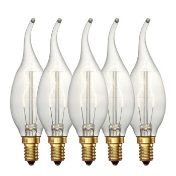 Vintage Retro C35 Candle Light Bulb Edison Filament Style 60W Candle Lamp ~ 1224 - Pack 5 1