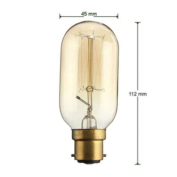 Vintage Filament Incandescent Edison Tall Bulb Dimmable B22 E27 Lumière industrielle décorative ~ 1225 - T45 E27 3