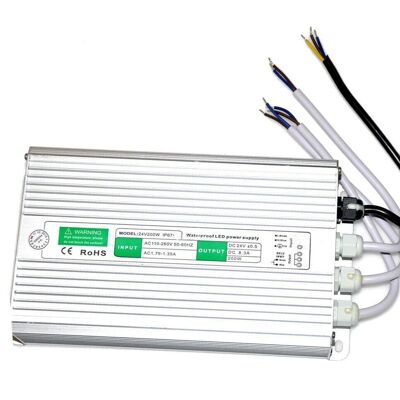 Transformador de fuente de alimentación de controlador LED impermeable DC24V IP67 200W ~ 1226