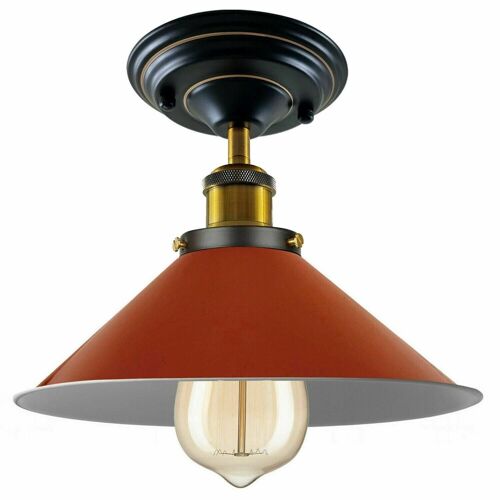 Vintage Ceiling Light Shades Metal Shaded Design Indoor Lighting~1227 - Orange - With Bulb