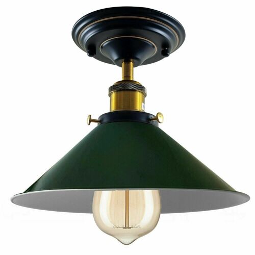 Vintage Ceiling Light Shades Metal Shaded Design Indoor Lighting~1227 - Green - With Bulb