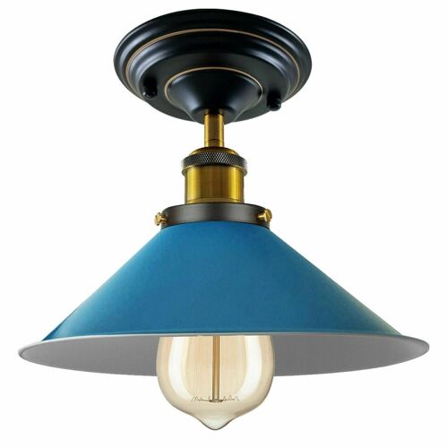Vintage Ceiling Light Shades Metal Shaded Design Indoor Lighting~1227 - Blue - With Bulb