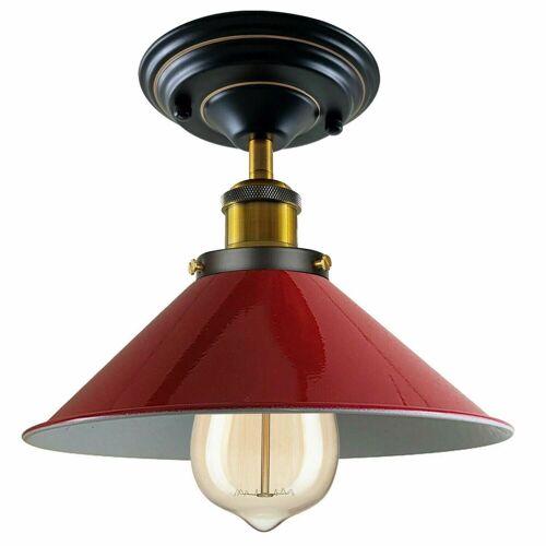 Vintage Ceiling Light Shades Metal Shaded Design Indoor Lighting~1227 - Red - With Bulb