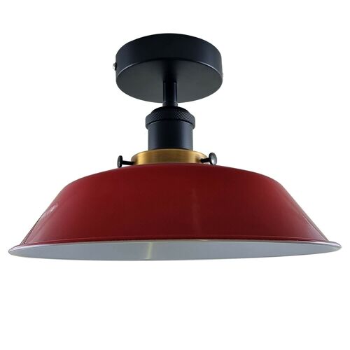 Modern Industrial Ceiling Light Fitting Flush Mount Light Metal Shade~1228 - Red - Without Bulb
