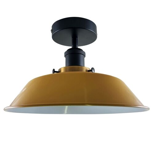 Modern Industrial Ceiling Light Fitting Flush Mount Light Metal Shade~1228 - Yellow - Without Bulb
