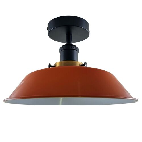 Modern Industrial Ceiling Light Fitting Flush Mount Light Metal Shade~1228 - Orange - Without Bulb