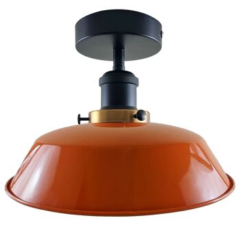 Plafonnier Industriel Moderne Abat-Jour En Métal Encastré ~ 1228 - Orange - Avec Ampoule 7