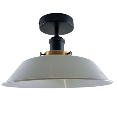 Modern Industrial Ceiling Light Fitting Flush Mount Light Metal Shade~1228 - White - Without Bulb