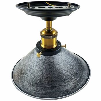 Plafonnier d'intérieur en métal rétro industriel vintage à encastrer avec abat-jour conique rétro UK ~ 1229 - Sans ampoule - Noir 3