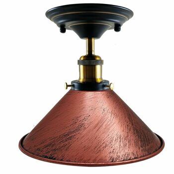 Plafonnier d'intérieur en métal rétro industriel vintage à encastrer avec abat-jour conique rétro UK ~ 1229 - Sans ampoule - Argent brossé 9