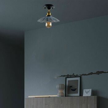 Abat-jour de cuisine en métal pour plafond, rétro moderne, éclairage intérieur vintage ~ 1230 - rouge rustique - avec ampoule 3