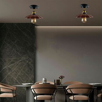 Abat-jour de cuisine en métal pour plafond, rétro moderne, éclairage intérieur vintage ~ 1230 - rouge rustique - avec ampoule 4