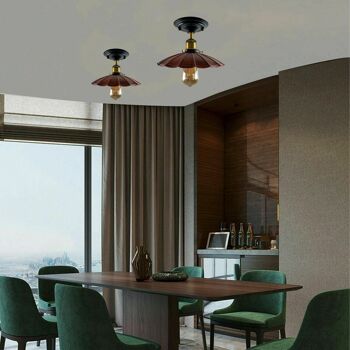 Abat-jour de cuisine en métal pour plafond, rétro moderne, éclairage intérieur vintage ~ 1230 - rouge rustique - avec ampoule 5