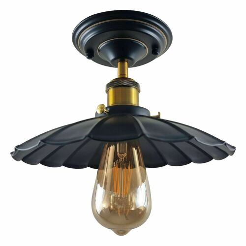 Modern Retro Light Shades Ceiling Metal Kitchen Lampshade Vintage Home Indoor Lighting~1230 - Black - With Bulb