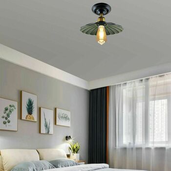 Abat-jour de cuisine en métal pour plafond, rétro moderne, éclairage intérieur vintage ~ 1230 - Noir - Avec ampoule 8