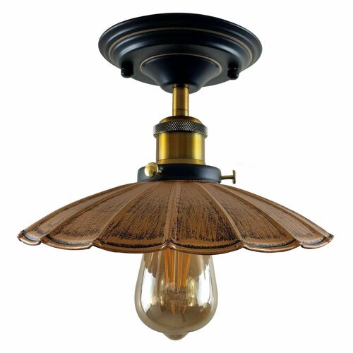 Modern Retro Light Shades Ceiling Metal Kitchen Lampshade Vintage Home Indoor Lighting~1230 - Brushed Copper - With Bulb