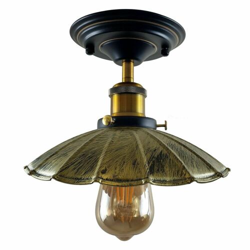 Modern Retro Light Shades Ceiling Metal Kitchen Lampshade Vintage Home Indoor Lighting~1230 - Brushed Brass - With Bulb