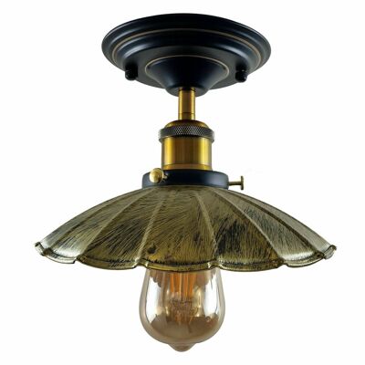 Moderner Retro-Lichtschirm Deckenmetall Küchenlampenschirm Vintage Home Innenbeleuchtung ~ 1230 – Messing gebürstet – mit Glühbirne